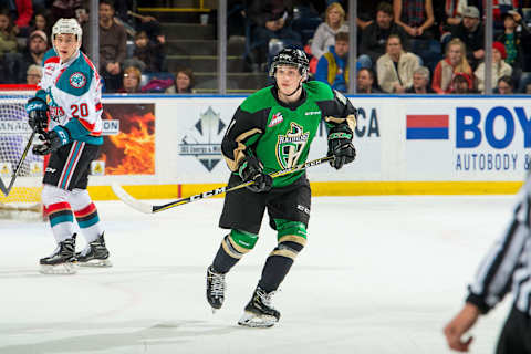 Ozzy Wiesblatt #19 of the Prince Albert Raiders (Photo by Marissa Baecker/Getty Images)