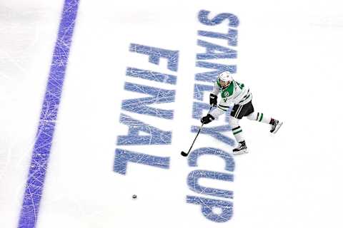 Miro Heiskanen #4 of the Dallas Stars. (Photo by Bruce Bennett/Getty Images)