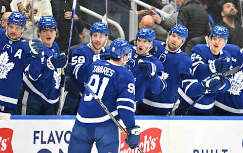 Dec 13, 2022; Toronto, Ontario, CAN; Toronto Maple Leafs forward John Tavares (91)  . Mandatory Credit: Dan Hamilton-USA TODAY Sports