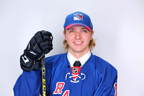 SUNRISE, FL – JUNE 27: Robin Kovacs poses after being selected 62nd overall by the New York Rangers during the 2015 NHL Draft at BB