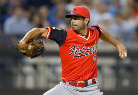 NEW YORK, NY – AUGUST 24: (NEW YORK DAILIES OUT) Gio Gonzalez #47 of the Washington Nationals in action against the New York Mets at Citi Field on August 24, 2018 in the Flushing neighborhood of the Queens borough of New York City. Players are wearing special jerseys with their nicknames on them during Players’ Weekend. The Mets defeated the Nationals 3-0. (Photo by Jim McIsaac/Getty Images)