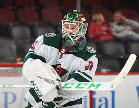 Kaapo Kahkonen #31 of the Minnesota Wild. (Photo by Bruce Bennett/Getty Images)