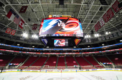 PNC Arena before the Carolina Hurricanes take on the Tampa Bay Lightning in the Preseason (Photo by Greg Thompson/Icon Sportswire via Getty Images)