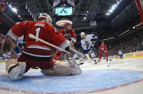 Arturs Irbe, Carolina Hurricanes (Photo by Dave Sandford/Getty Images/NHLI)