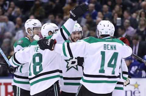 NHL Power Rankings: Dallas Stars center Tyler Seguin (91) celebrates his third period goal with defenseman John Klingberg (3) and right wing Patrick Eaves (18) and left wing Jamie Benn (14) and center Cody Eakin (20) against the Toronto Maple Leafs at Air Canada Centre. The Maple Leafs beat the Stars 3-1. Mandatory Credit: Tom Szczerbowski-USA TODAY Sports