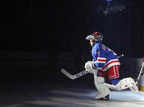 NEW YORK, NEW YORK – JANUARY 31: Igor Shesterkin #31 of the New York Rangers skates out to face the Detroit Red Wings at Madison Square Garden on January 31, 2020 in New York City. (Photo by Bruce Bennett/Getty Images)