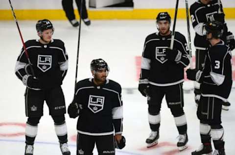 May 10, 2021; Los Los Angeles Kings Salute Fans After Game Mandatory Credit: Gary A. Vasquez-USA TODAY Sports