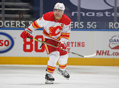 Mark Giordano #5 of the Calgary Flames. (Photo by Claus Andersen/Getty Images)