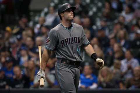 MILWAUKEE, WI – MAY 22: Paul Goldschmidt #44 of the Arizona Diamondbacks walks back to the dugout after striking out in the sixth inning against the Milwaukee Brewers at Miller Park on May 22, 2018, in Milwaukee, Wisconsin. (Photo by Dylan Buell/Getty Images)