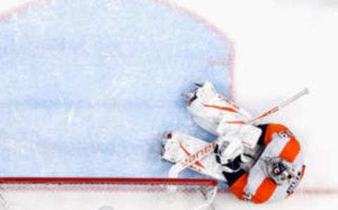 Carter Hart, Philadelphia Flyers. (Photo by Bruce Bennett/Getty Images)