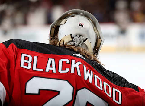 Mackenzie Blackwood #29 of the New Jersey Devils. (Photo by Elsa/Getty Images)