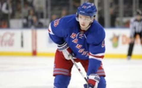 New York, NY, USA; New York Rangers left wing Jimmy Vesey (26)  Mandatory Credit: Brad Penner-USA TODAY Sports