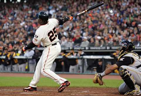 Barry Bonds, formerly of the San Francisco Giants. (Photo by Lisa Blumenfeld/Getty Images)