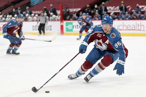 Mikko Rantanen #96 of the Colorado Avalanche. (Photo by Matthew Stockman/Getty Images)