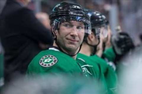 Dec 27, 2013; Dallas, TX, USA; Dallas Stars right wing Erik Cole (72) watches from the bench during the third period of the game between the Stars and the Nashville Predators at the American Airlines Center. Cole scores two goals in the second period. The Stars defeated the Predators 4-1. Mandatory Credit: Jerome Miron-USA TODAY Sports