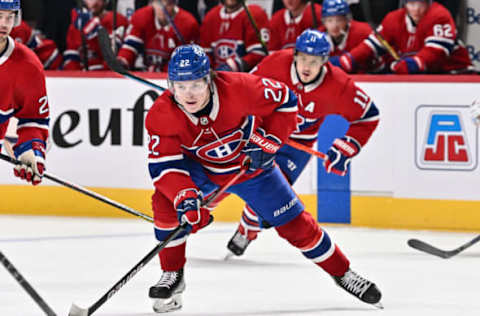 MONTREAL, QC – FEBRUARY 08: Cole Caufield #22 of the Montreal Canadiens February 8, 2022 in Montreal, Canada. . (Photo by Minas Panagiotakis/Getty Images)