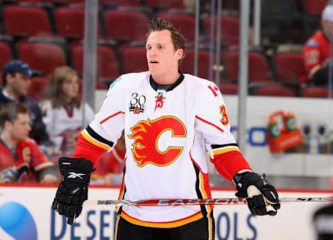 Dion Phaneuf #3 of the Calgary Flames (Photo by Christian Petersen/Getty Images)