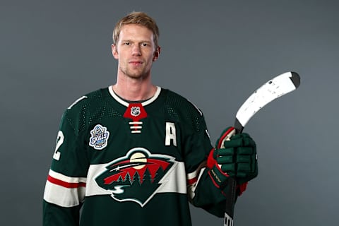 ST LOUIS, MISSOURI – JANUARY 24: Eric Staal #12 of the Minnesota Wild poses for a portrait ahead of the 2020 NHL All-Star Game at Enterprise Center on January 24, 2020 in St Louis, Missouri. (Photo by Jamie Squire/Getty Images)