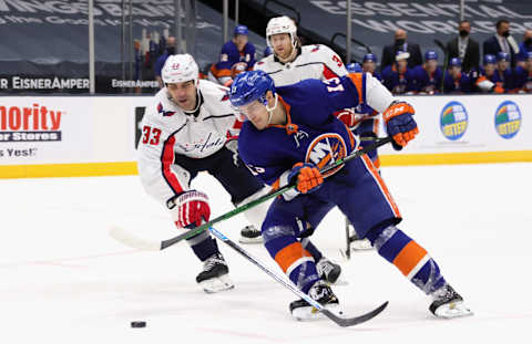 Mathew Barzal #13 of the New York Islanders. (Photo by Bruce Bennett/Getty Images)