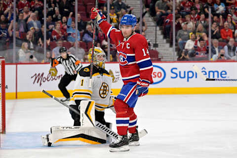 Apr 13, 2023; Montreal, Quebec, CAN; Montreal Canadiens forward Nick Suzuki. Mandatory Credit: Eric Bolte-USA TODAY Sports