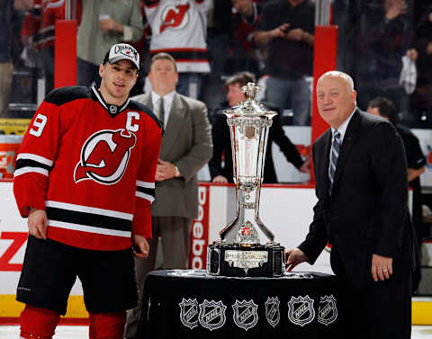 Zach Parise #9 of the New Jersey Devils. (Photo by Bruce Bennett/Getty Images)