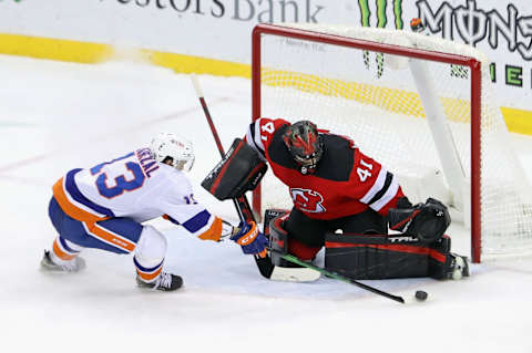 Mathew Barzal #13 of the New York Islanders. (Photo by Bruce Bennett/Getty Images)