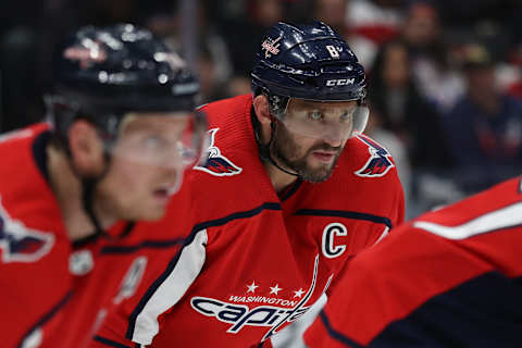 WASHINGTON, DC – NOVEMBER 15: Alex Ovechkin #8 of the Washington Capitals in action against the Montreal Canadiens at Capital One Arena on November 15, 2019 in Washington, DC. (Photo by Patrick Smith/Getty Images)