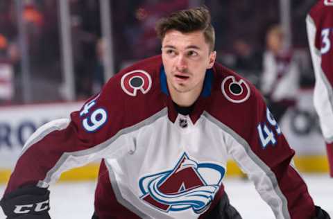 MONTREAL, QC – JANUARY 12: Colorado Avalanche defenseman Samuel Girard (49) looks on during the warmup of the NHL game between the Colorado Avalanches and the Montreal Canadiens on January 12, 2019, at the Bell Centre in Montreal, QC (Photo by Vincent Ethier/Icon Sportswire via Getty Images)