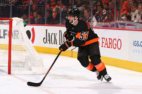 Shayne Gostisbehere #53 of the Philadelphia Flyers (Photo by Mitchell Leff/Getty Images)