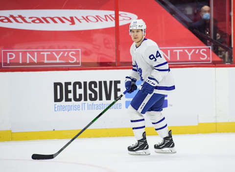 OTTAWA, ON – JANUARY 15: Alexander Barabanov #94 of the Toronto Maple Leafs  (Photo by Matt Zambonin/Freestyle Photography/Getty Images)