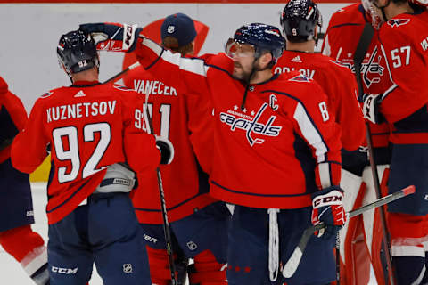 Alex Ovechkin, Evgeny Kuznetsov, Washington Capitals Mandatory Credit: Geoff Burke-USA TODAY Sports