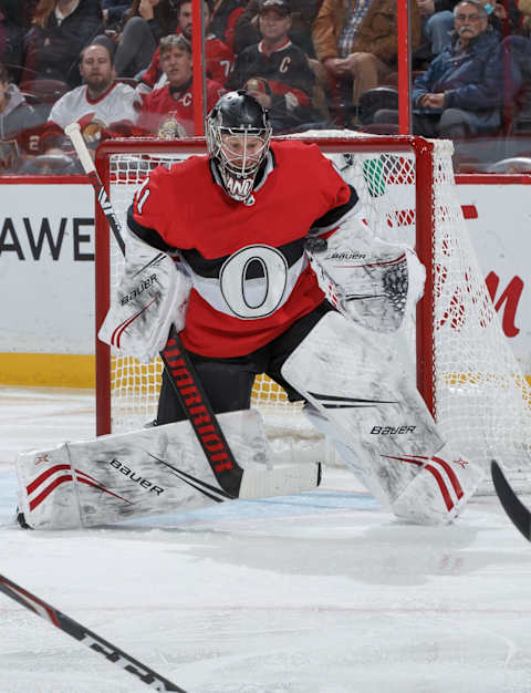 OTTAWA, ON – JANUARY 16: Craig Anderson #41 of the Ottawa Senators makes a save against the Vegas Golden Knights at Canadian Tire Centre on January 16, 2020 in Ottawa, Ontario, Canada. (Photo by Andre Ringuette/NHLI via Getty Images)