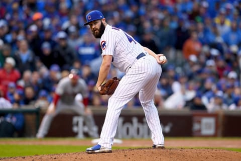 Arrieta is looking over his shoulder and wondering if Boras will get an acceptable offer. Photo by Stacy Revere/Getty Images.