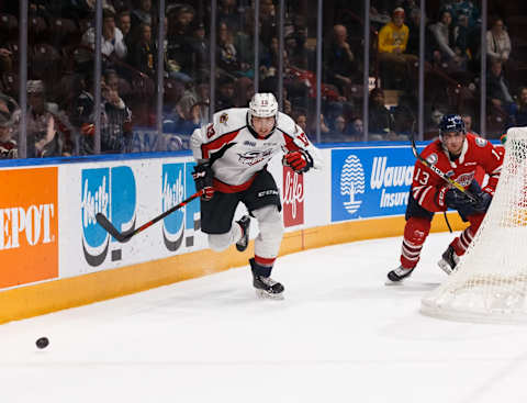 Will Cuylle #13 of the Windsor Spitfires. (Photo by Chris Tanouye/Getty Images)