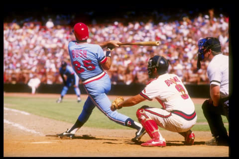 First baseman Randy Bush of the Minnesota Twins at bat during a game.