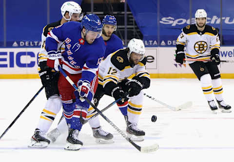 Alexis Lafreniere #13 of the New York Rangers. (Photo by Bruce Bennett/Getty Images)