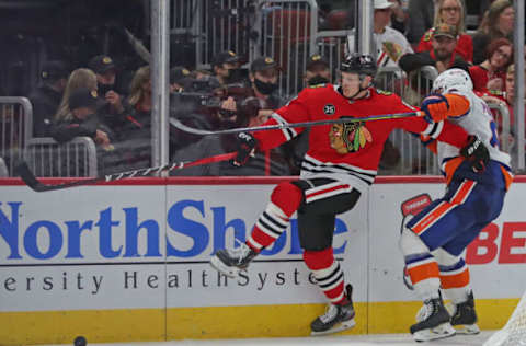 Dominik Kubalik #8, Chicago Blackhawks Mandatory Credit: Dennis Wierzbicki-USA TODAY Sports