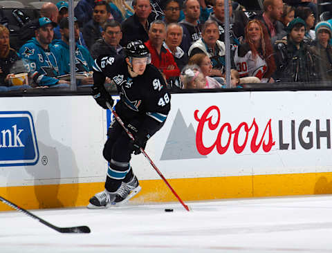 Tomas Hertl #48 of the San Jose Sharks. (Photo by Rocky W. Widner/NHL/Getty Images)