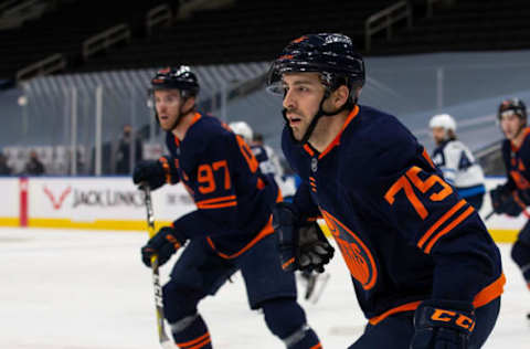 Even Bouchard #75, Edmonton Oilers (Photo by Codie McLachlan/Getty Images)