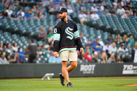 Chris Driedger of the Seattle Kraken. (Photo by Alika Jenner/Getty Images)