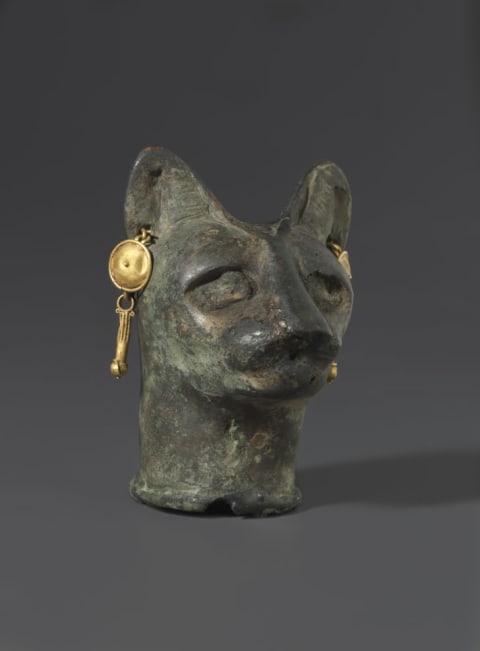 Cat's Head, 30 BCE. to third century CE, bronze, gold