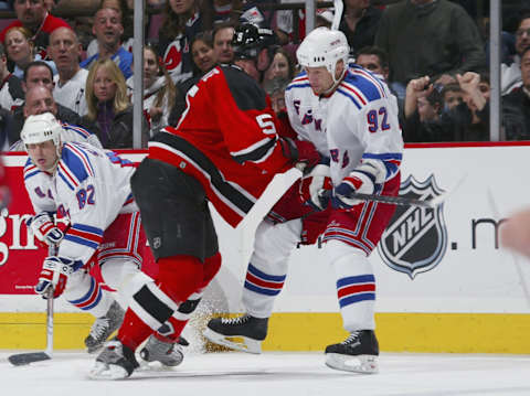 Colin White #5 of the New Jersey Devils. (Photo by Bruce Bennett/Getty Images)