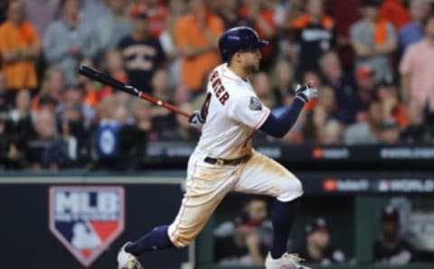 George Springer…his arbitration case could be costly. (Photo by Elsa/Getty Images)