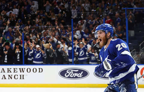 Blake Coleman #20 of the Tampa Bay Lightning. (Photo by Bruce Bennett/Getty Images)