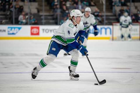 Brock Boeser could command a good return on the trade market. Credit: Neville E. Guard-USA TODAY Sports