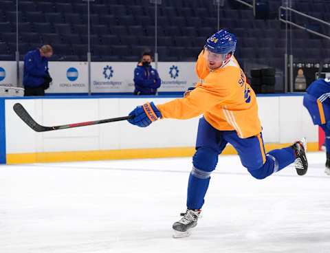 Mattias Samuelsson #54 of the Buffalo Sabres. (Photo by Kevin Hoffman/Getty Images)