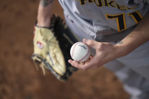 MLB logo baseball (Photo by Mark Brown/Getty Images)