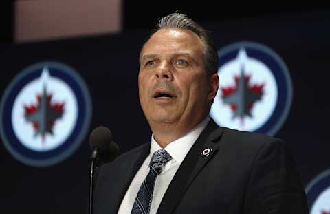 CHICAGO, IL – JUNE 23: General manager Kevin Cheveldayoff of the Winnipeg Jets speaks onstage before their pick during Round One of the 2017 NHL Draft at United Center on June 23, 2017 in Chicago, Illinois. (Photo by Dave Sandford/NHLI via Getty Images)