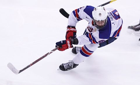 VANCOUVER , BC – JANUARY 5: Jack Hughes #6 of the United States skates against Finland during a gold medal game at the IIHF World Junior Championships at Rogers Arena on January 5, 2019 in Vancouver, British Columbia, Canada. (Photo by Kevin Light/Getty Images)