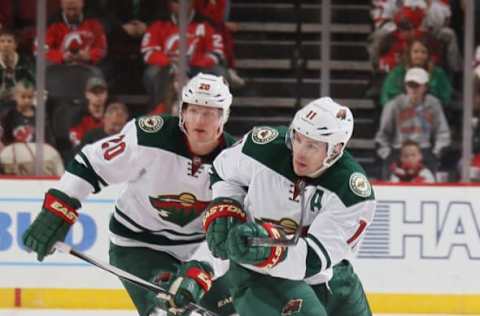 Minnesota Wild, Ryan Suter #20 and Zach Parise #11. (Photo by Bruce Bennett/Getty Images)